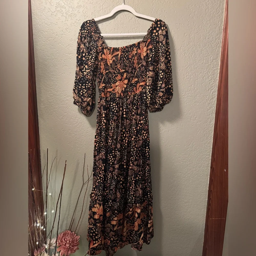 NWOT Angie Boho Floral Puff Sleeve Maxi Dress - Size M